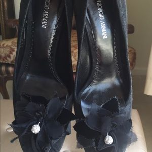 Giorgio Armani Black Suede Pumps